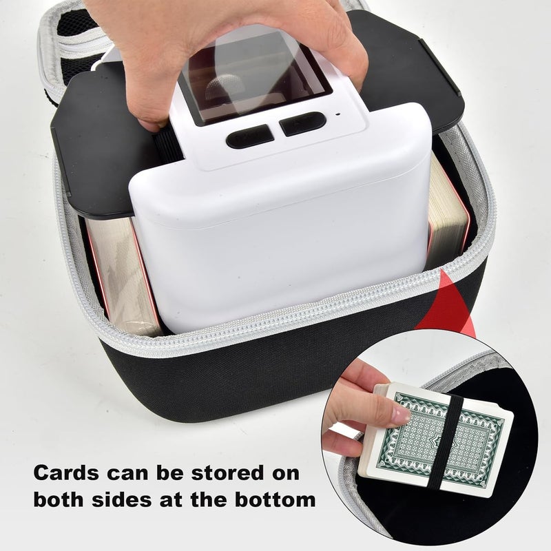 casmilee Case Compatible with Automatic Card Shuffler - 6 Deck Storage Holder for Canasta Shuffler Cards, Auto Mahjong Card Shuffler & Dealer Travel Bag with 2 Elastic Card Bands Included（Box Only） - Image 4